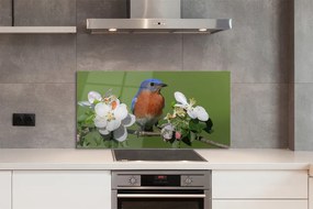 Panel szklany do Kuchni Papuga wśród Tropikalnych Kwiatów