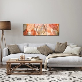 Obraz malowanych jesiennych liści (z zegarem) (90x30 cm)
