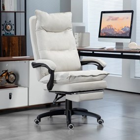 Vinsetto Krzesło Biurowe z Masażem, Fotel do Pracy z Funkcją Masażu, Regulowany Ergonomiczny Fotel Obrotowy, Nylon, Kremowy