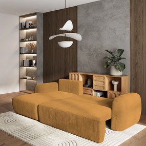 Masseno Narożnik MODENZA z funkcją spania i pojemnikiem na pościel Narozniki L, Rozkładana sofa - Żółty, POSO 01