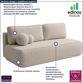 Beżowa skandynawska sofa rozkładana boucle R6-H26