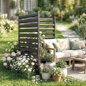 Outsunny Płot ogrodowy 2 panele 91 x 152 cm metalowy płot ochronny z słupkami i kapturkami, odporny na rdzę, czarny | Aosom PL