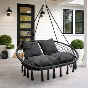 Dwuosobowa huśtawka ogrodowa - bocianie gniazdo Nestio HC-2502-GR, kolor szary