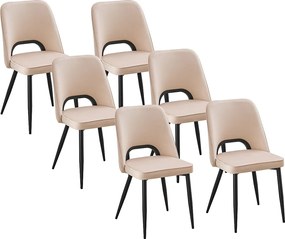 Zestaw 6 krzeseł z weluru i czarnego metalu – Beżowe – LUNA
