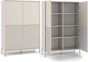 KAMARO Witryna 4D Slim  | Kaszmir |  103,5x40x147,5 cm | 4 Drzwi Gładkie/Ryflowane