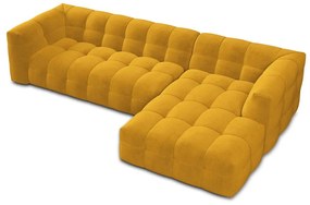 Żółty aksamitny narożnik Windsor &amp; Co Sofas Vesta, prawostronny