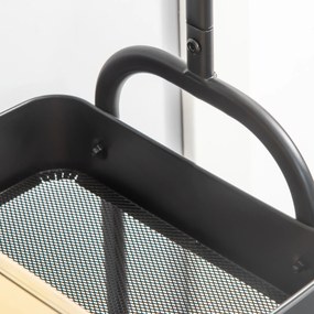 HOMCOM Metalowy wieszak na ubrania z półką na buty, na kółkach, wolnostojący, Czarny