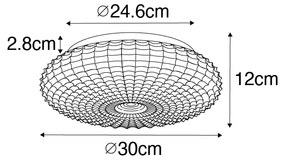 Zewnetrzna Klasyczna lampa sufitowa czarna z przydymionym szkłem 30 cm IP44 - Nohmi klasyczny/Antyczny Oswietlenie zewnetrzne