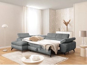 Szary sztruksowy narożnik (lewostronny/w kształcie litery L) Marbeya – Ropez