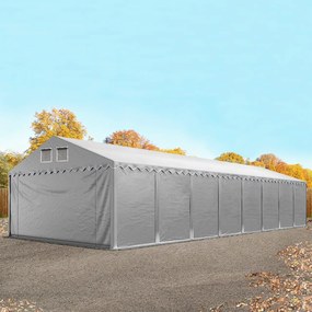 TOOLPORT 5x16m Namiot magazynowy - 2,6 m wysokość ścian bocznych, PVC 800, szary, ze statyką (podłoże gruntowe) - (637636)