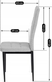 Zestaw Stół Prostokątny Rozkładany CLARK 120-160 cm Dąb Artisan/Czarny i 4 Krzesła Tapicerowane TEX Szare