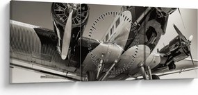 Obraz - Historyczne samoloty (z zegarem) (90x30 cm)