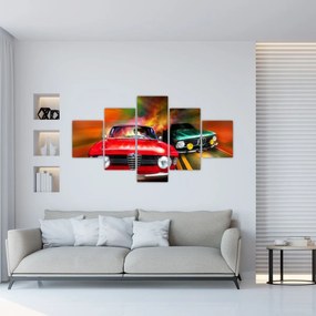 Obraz - Retro samochody wyścigowe (125x70 cm)