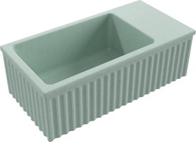 Umywalka betonowa ryflowana nablatowa / wisząca prostokątna 60 x 30 cm WELLE | różne kolory : Kolor - Miętowy, Typ montażu - nablatowa