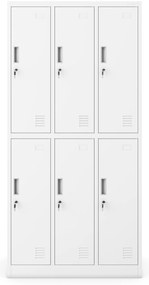 Szafka socjalna ubraniowa BHP biała: 6-drzwiowa IGOR 900 x 1850 x 450 mm