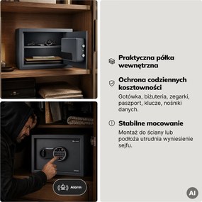 Sejf domowy na dokumenty i pieniądze z zamkiem elektronicznym Dorian