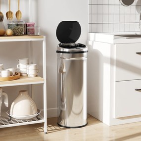 HOMCOM 50 L Kosz z czujnikiem, Automatyczny kosz na odpady, Stalowy kosz kuchenny z czujnikiem podczerwieni, do kuchni, jadalni | Aosom PL