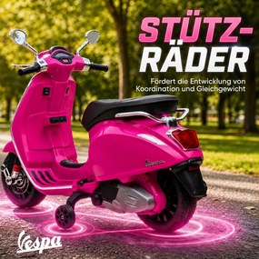 AIYAPLAY Elektryczny motocykl dziecięcy, Vespa, 3 km/h, 3-6 lat, muzyka, światło &amp; radio, różowy | Aosom PL
