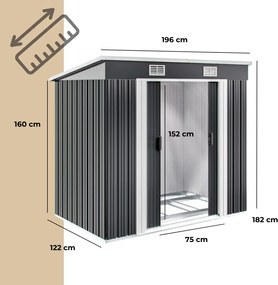 Domek narzędziowy L do ogrodu antracytowy Jurhan