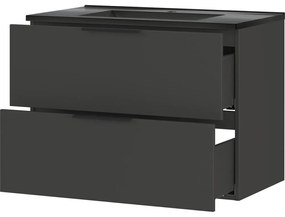 Czarno-antracytowa wisząca szafka z umywalką 81x61 cm Crandon – Germania