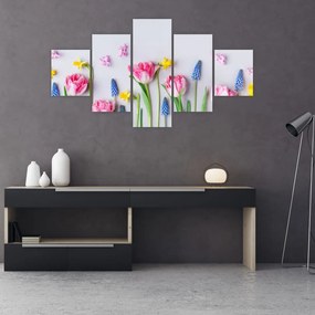 Obraz wiosennych kwiatów (125x70 cm)