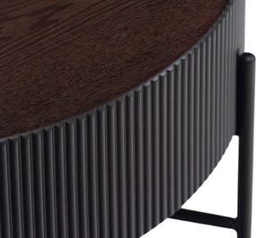 Stolik kawowy Corbi 80 cm do salonu - ciemny orzech / czarny mat