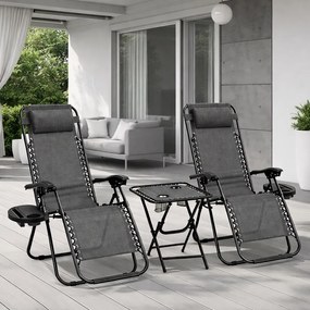 Zestaw 2 leżaków ogrodowych ze stolikiem Malibu TDC2503, kolor szary