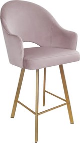 Hoker Velvet krzesło barowe tkanina Welur podstawa metalowa : Kolor nogi - Złota profil, Kolor tkaniny - VELVET - MG55, Typ siedziska - Siedzisko stałe