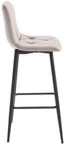 Ciemnobeżowe krzesło barowe NADO VELVET z czarnymi nogami