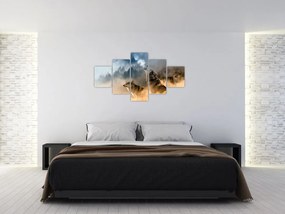 Obraz - wilki wyjące do księżyca (125x70 cm)