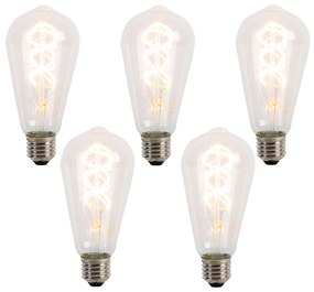Zestaw 5 żarówek LED E27 spiralnych filamentowych ST64 5W 400 lm 2200K