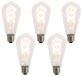 Zestaw 5 Żarówka LED E27 żarnik spiralny ST64 5W 400 lm 2200K