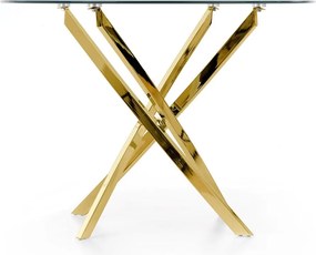 Szklany stół w stylu glamur Raymond na złotych nogach
