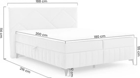 Łóżko kontynentalne Wasil 180x200 z pojemnikami - popielaty welur hydrofobowy Element 24