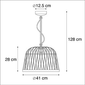 Inteligentna wiejska lampa wisząca rattanowa ze źródłem światła Wifi G125 - Calamus Rustykalny / Vintage Oswietlenie wewnetrzne