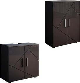 Zestaw mebli łazienkowych antracyt wysoki połysk 60x30x81 irma