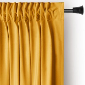 Żółta aksamitna zasłona częściowo zaciemniająca (dimout) 140x270 cm Pleat – Restilo