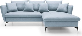 Masseno Narożnik FERRO z funkcją spania i pojemnikiem na pościel Narozniki L, Rozkładana sofa - Niebieski, SOLID 73