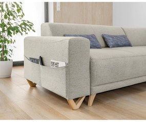 Beżowy rozkładany/ze schowkiem narożnik (prawostronny/w kształcie litery L) Classy Sophie – Miuform