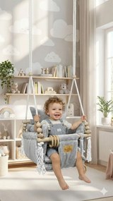 Szara dziecięca huśtawka edukacyjna minky L2-G14