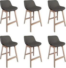 Komplet dębowych krzeseł wyspowych i barowych z siedziskiem z tkaniny MELLOW o szerokości 65 cm