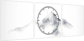Obraz - Obraz gór namalowany tuszem (z zegarem) (90x30 cm)