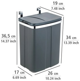 Wenko Wiszący kosz na śmieci 12 l, szary