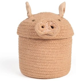 Jasnoróżowy tekstylny dziecięcy kosz na zabawki ø 17x15 cm Mini Peggy the Pig – Lorena Canals
