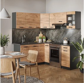 Kuchnia narożna złoty dąb power/antracyt 190x46x81.6 rick