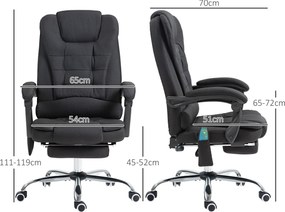 Fotel biurowy Vinsetto z funkcją masażu i ogrzewania, Ergonomiczny, regulowana wysokość, Czarny