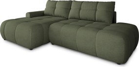 Masseno Narożnik FLUMA z funkcją spania i pojemnikiem na pościel Narozniki L, Rozkładana sofa - Oliwkowy, CASTEL 39