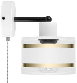 Biały kinkiet LED z włącznikiem z białym abażurem SHWD-TI-1010WE-WE je