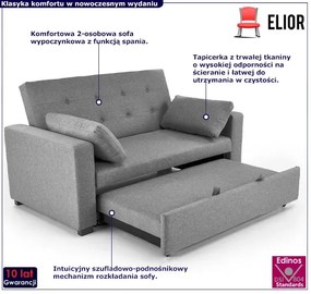Popielata wypoczynkowa sofa rozkładana - Naria