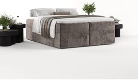Brązowe łóżko boxspring ze schowkiem 140x200 cm Yoko – Maison de Rêve